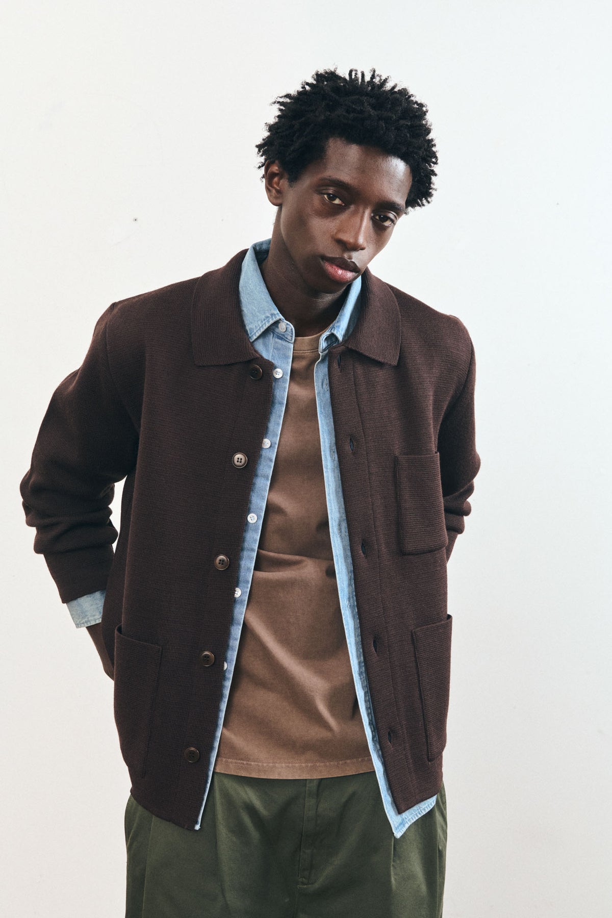 Le Mont ST. Michel - GUINO - WORK CARDIGAN - Moka