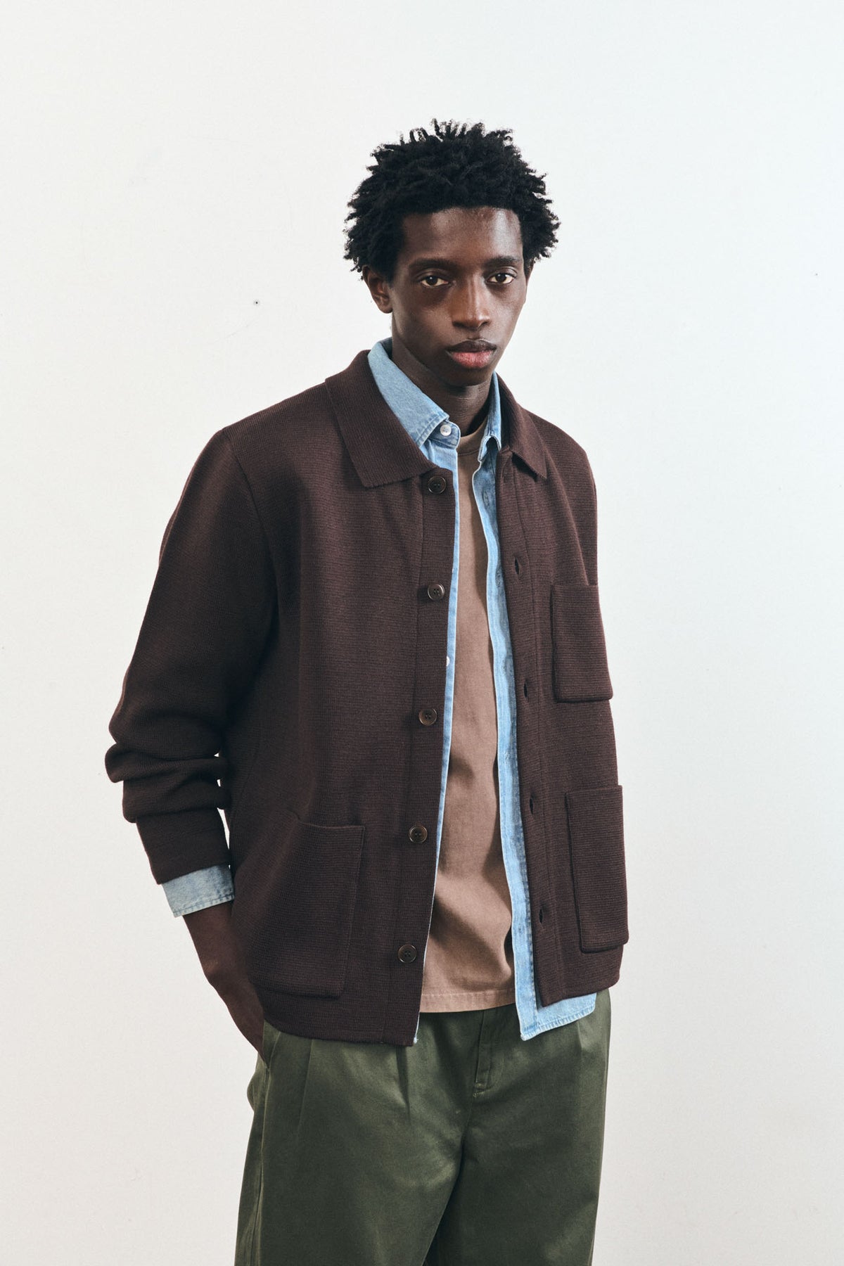 Le Mont ST. Michel - GUINO - WORK CARDIGAN - Moka
