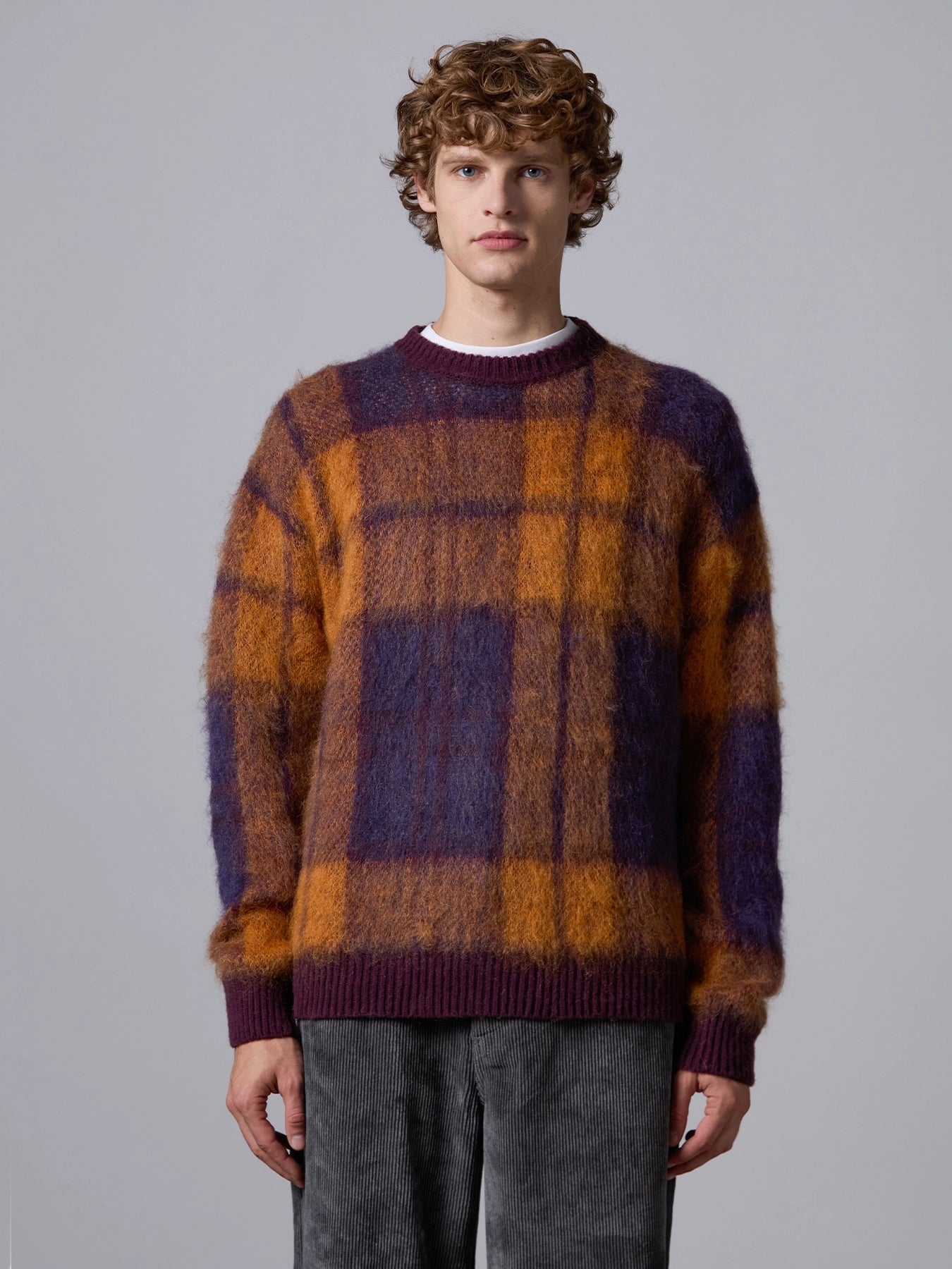 Girocollo ML Jacquard Check - Bordeaux