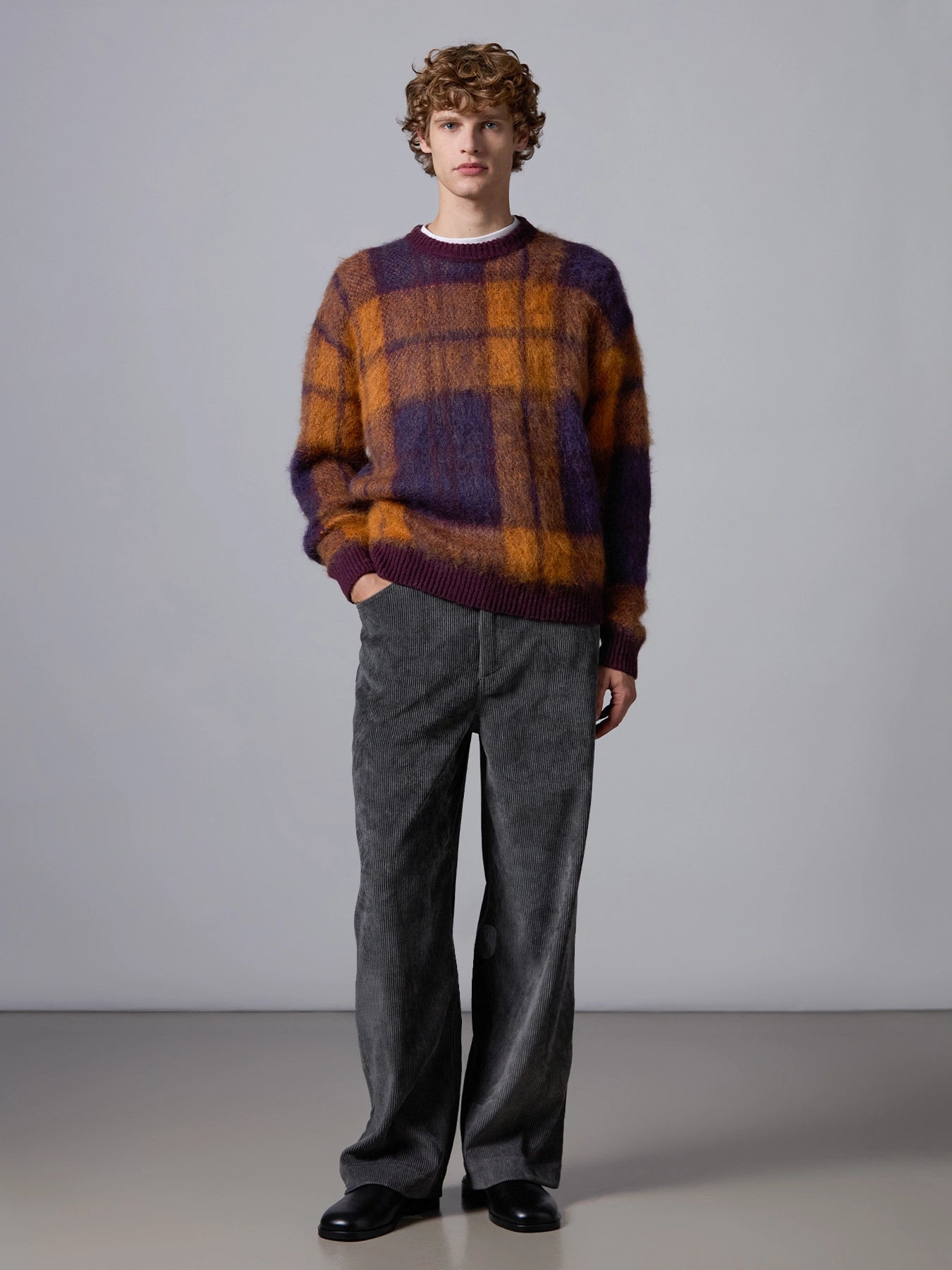 Girocollo ML Jacquard Check - Bordeaux