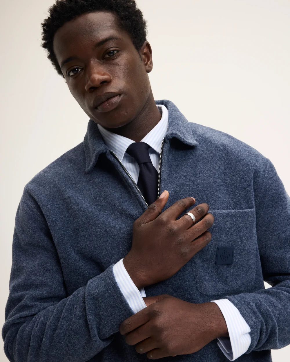 The GoodPeople - Leo Polo Collar Sweater - Denim Blue
