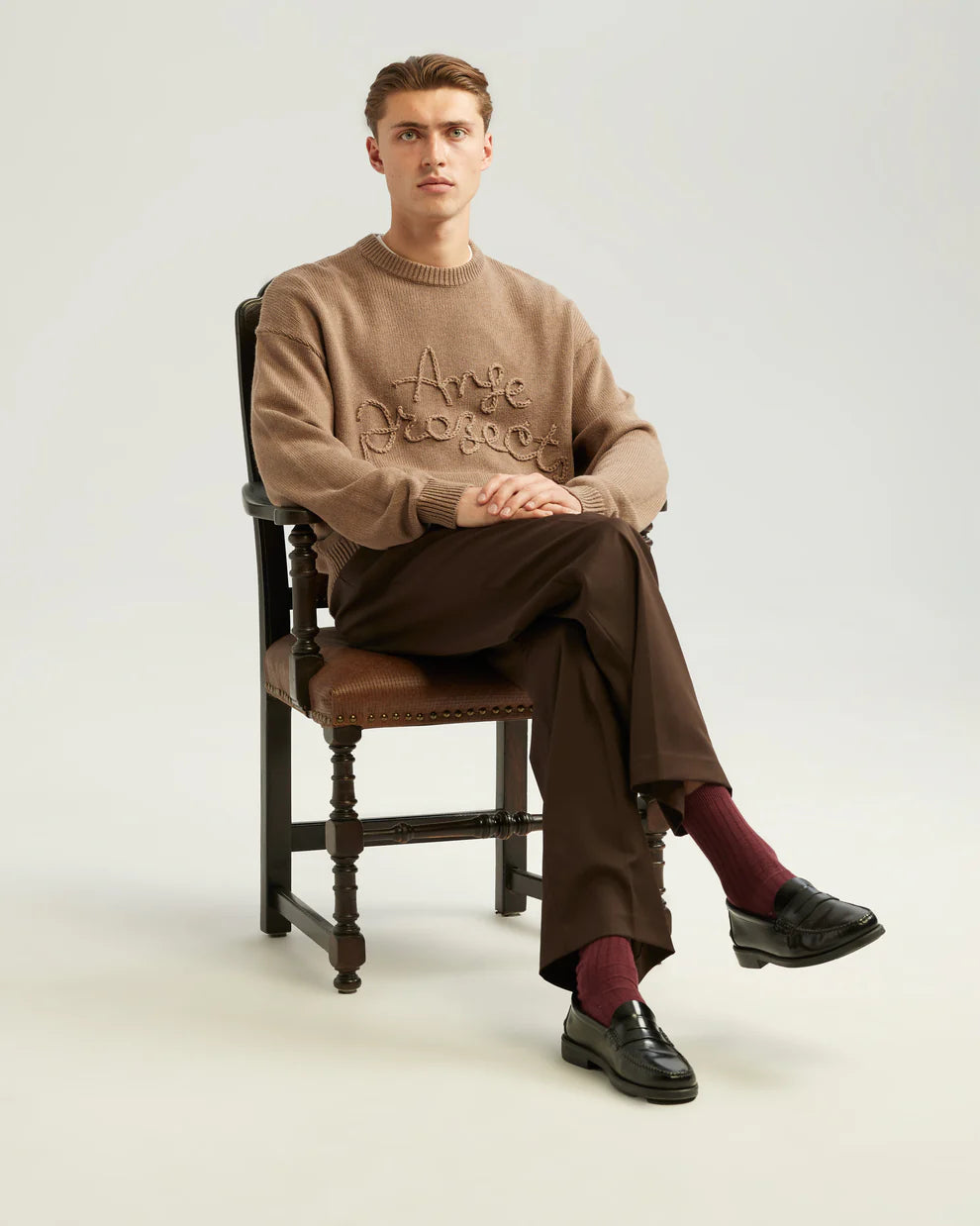 Rope knit sweater - brown