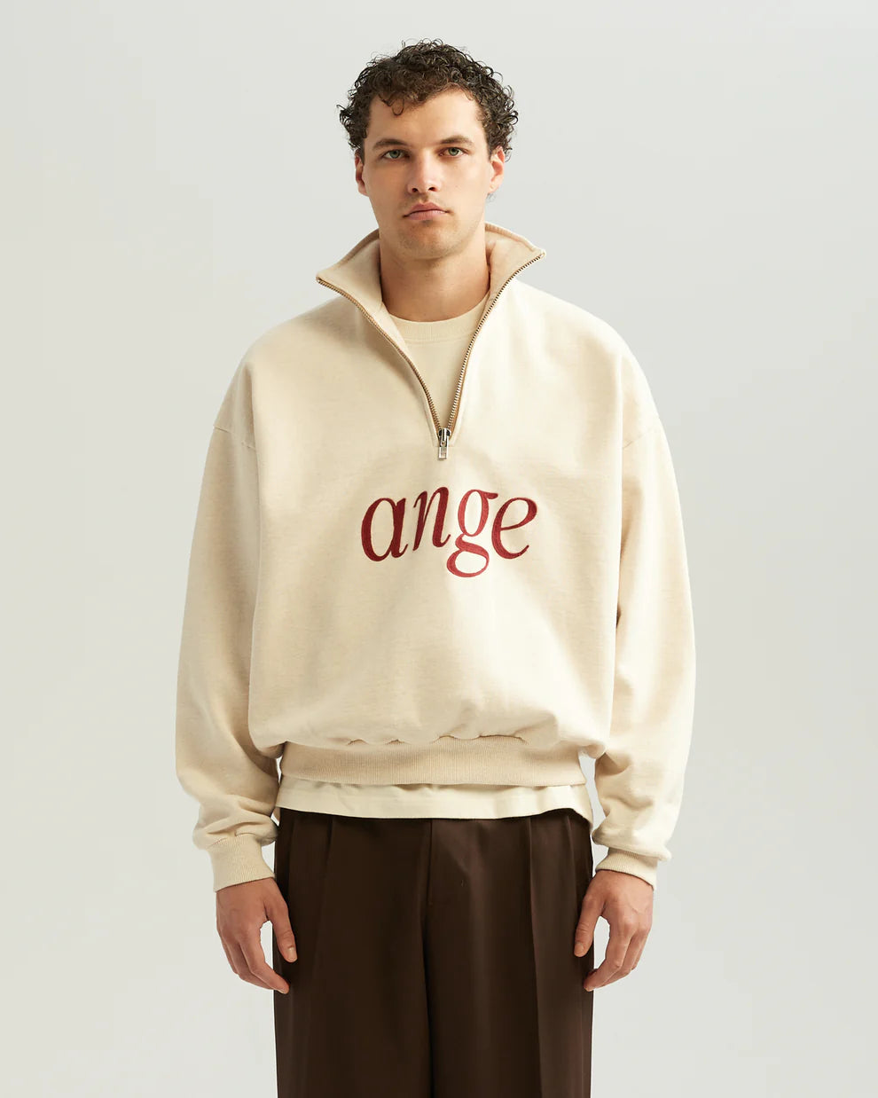 Zipped Roll-Neck sweater - oatmeal