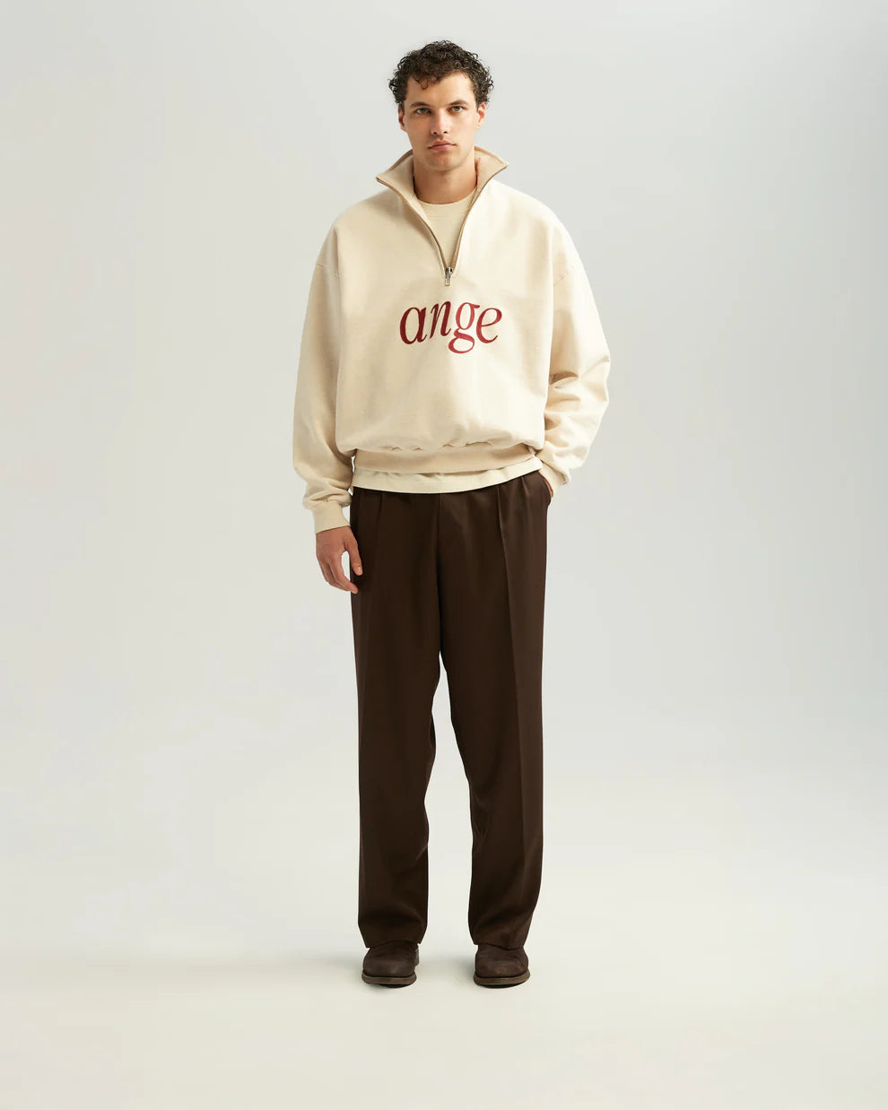 Zipped Roll-Neck sweater - oatmeal