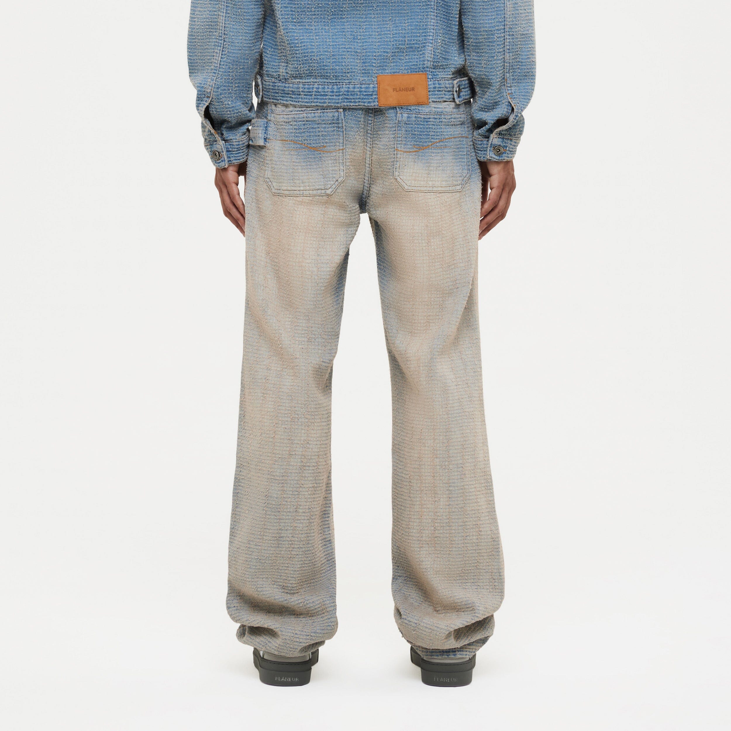 Faded Tweed Denim Jeans Light Blue