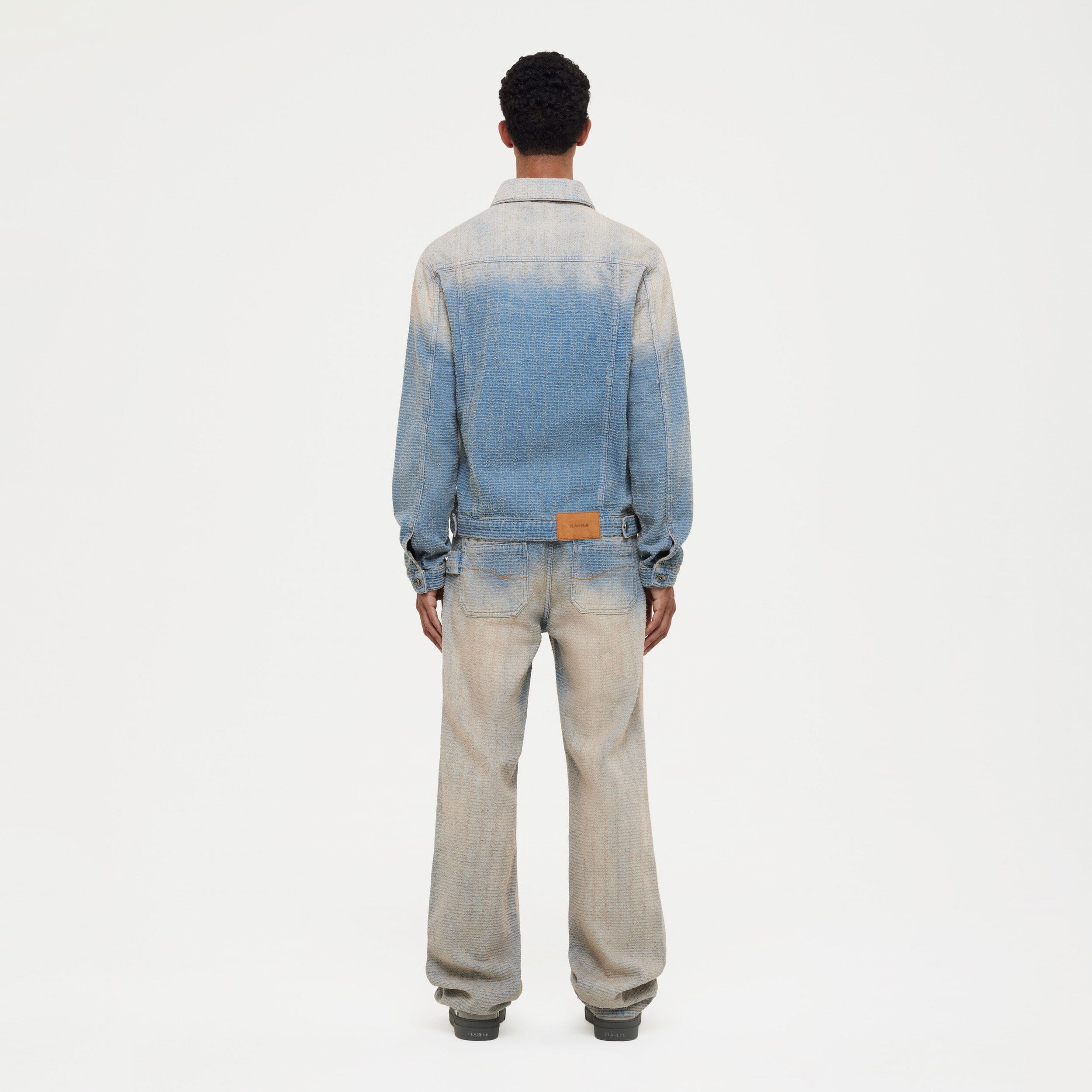 Faded Tweed Denim Jeans Light Blue